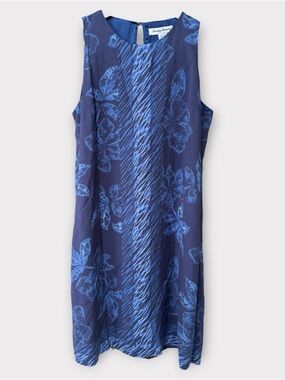 Tommy Bahama Shibori Border Blue Sleeveless Shift Dress Artist Series Size XS